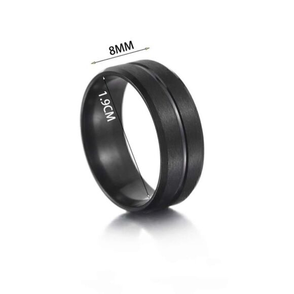 NEW! Men's Minimalist Solid Black Stainless Steel Band Ring Size 9 - Picture 3 of 3